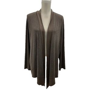 NWOT Chicos Travelers Liquid Knit Open Front Cardigan Sz XL Brown Shimmer